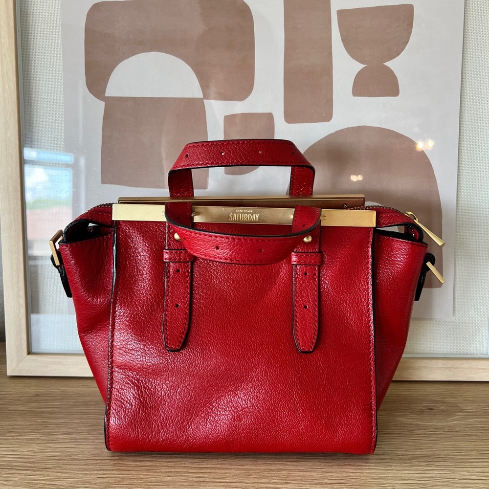 Kate Spade Saturday Petite Red Leather Crossbody Satchel Shoulder Tote Bag